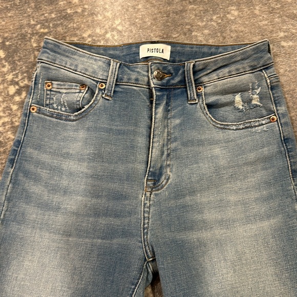 PISTOLA DISTRESSED HIGH WAIST SKINNY JEANS SIZE 27 - Picture 3 of 14